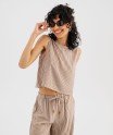 Blouse sans manches ample courte et fluide femme